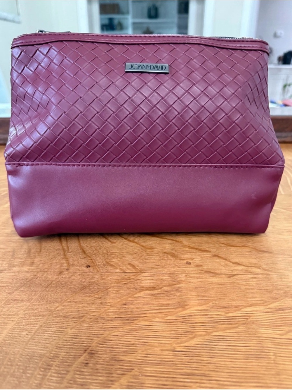 Joan & David Waffle Weave Toiletry Bag Burgundy - Picture 7 of 8
